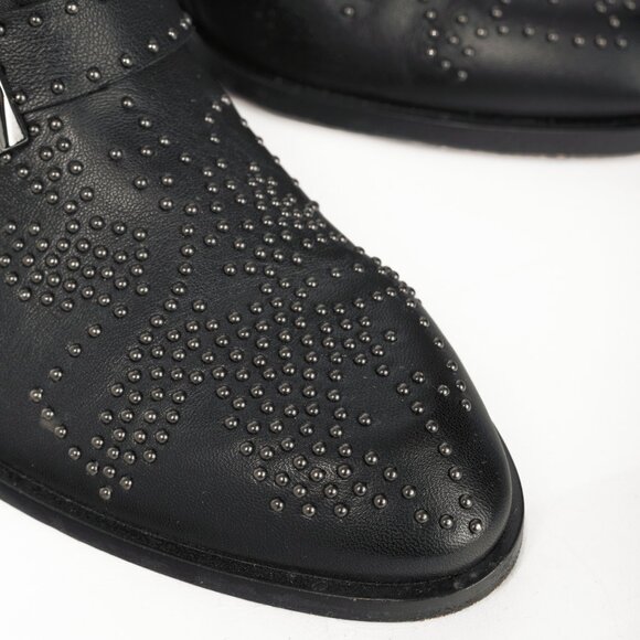 Chloe Susanna Black Studded Buckle Biker Ankle Boots - Picture 7 of 12